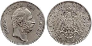 2 Mark Kingdom of Saxony (1806 - 1918) Silver George, King of Saxony