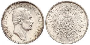 2 Mark Kingdom of Saxony (1806 - 1918) Silver Frederick Augustus III of Saxony (1865-1932)