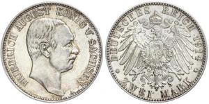 2 Mark Kingdom of Saxony (1806 - 1918) Silver Frederick Augustus III of Saxony (1865-1932)