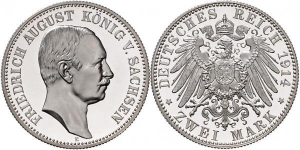 2 Mark Kingdom of Saxony (1806 - 1918) Silver Frederick Augustus III of Saxony (1865-1932)