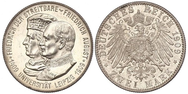 2 Mark Kingdom of Saxony (1806 - 1918) Silver Frederick Augustus III of Saxony (1865-1932)