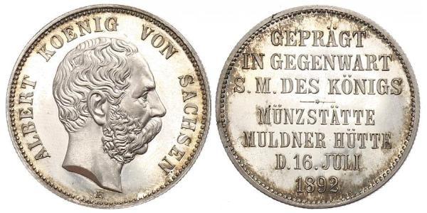 2 Mark Kingdom of Saxony (1806 - 1918) Silver Albert of Saxony
