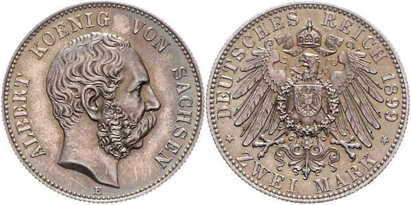 2 Mark Kingdom of Saxony (1806 - 1918) Silver Albert of Saxony