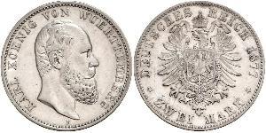 2 Mark Kingdom of Württemberg (1806-1918) Silver Charles I of Württemberg