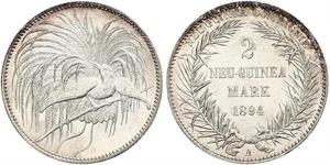 2 Mark New Guinea Silver 