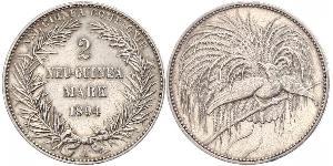 2 Mark New Guinea Silver 