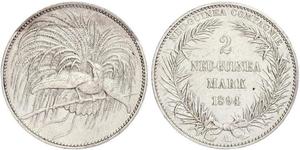 2 Mark New Guinea Silver 