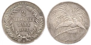 2 Mark New Guinea Silver 