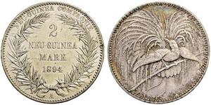 2 Mark New Guinea Silver 