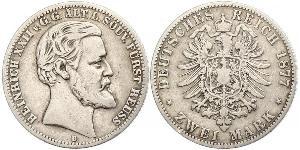 2 Mark Principality of Reuss-Greiz (1778 - 1918) Silver Heinrich XXII (1859 - 1902)