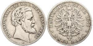 2 Mark Principality of Reuss-Greiz (1778 - 1918) Silver Heinrich XXII (1859 - 1902)