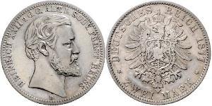 2 Mark Principality of Reuss-Greiz (1778 - 1918) Silver Heinrich XXII (1859 - 1902)