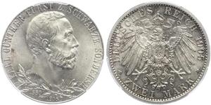 2 Mark Schwarzburg-Sondershausen (1599-1920) Silver 