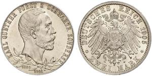 2 Mark Schwarzburg-Sondershausen (1599-1920) Silver 