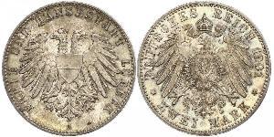 2 Mark Free City of Lübeck 銀 