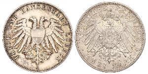 2 Mark Free City of Lübeck 銀 