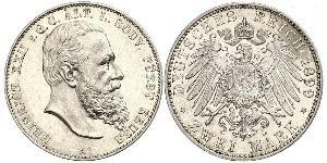 2 Mark Principality of Reuss-Greiz (1778 - 1918) 銀 Heinrich XXII (1859 - 1902)