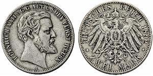 2 Mark Principality of Reuss-Greiz (1778 - 1918) 銀 Heinrich XXII (1859 - 1902)