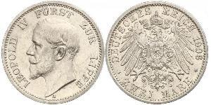 2 Mark 利珀親王國 (1123 - 1918) 銀 Leopold IV, Prince of Lippe