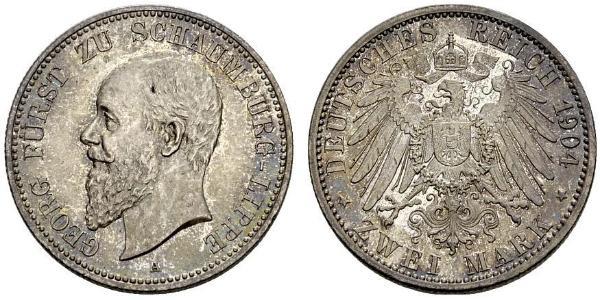 2 Mark 利珀親王國 (1123 - 1918) 銀 格奧爾格 (紹姆堡-利珀)