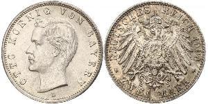 2 Mark 巴伐利亞王國 (1806 - 1918) 銀 奥托 (巴伐利亚国王)