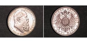 2 Mark 巴伐利亞王國 (1806 - 1918) 銀 奥托 (巴伐利亚国王)