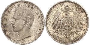 2 Mark 巴伐利亞王國 (1806 - 1918) 銀 奥托 (巴伐利亚国王)