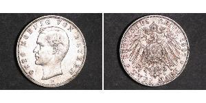 2 Mark 巴伐利亞王國 (1806 - 1918) 銀 奥托 (巴伐利亚国王)
