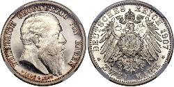 2 Mark 巴登大公國 (1806 - 1918) 銀 弗里德里希一世 (巴登)