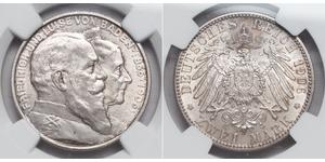 2 Mark 巴登大公國 (1806 - 1918) 銀 弗里德里希一世 (巴登)