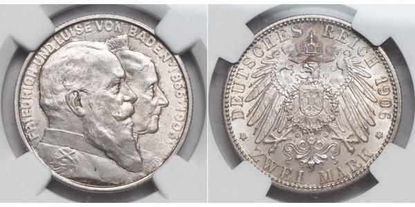 2 Mark 巴登大公國 (1806 - 1918) 銀 弗里德里希一世 (巴登)