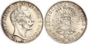 2 Mark 普魯士王國 (1701 - 1918) 銀 威廉二世 (德国)