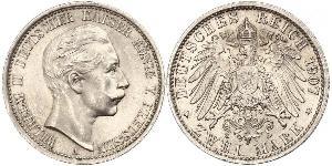 2 Mark 普魯士王國 (1701 - 1918) 銀 威廉二世 (德国)