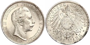 2 Mark 普魯士王國 (1701 - 1918) 銀 威廉二世 (德国)