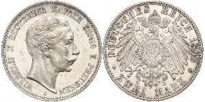 2 Mark 普魯士王國 (1701 - 1918) 銀 威廉二世 (德国)