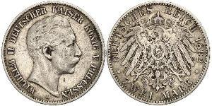 2 Mark 普魯士王國 (1701 - 1918) 銀 威廉二世 (德国)