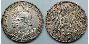 2 Mark 普魯士王國 (1701 - 1918) 銀 威廉二世 (德国)
