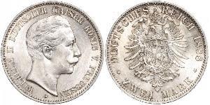2 Mark 普魯士王國 (1701 - 1918) 銀 威廉二世 (德国)