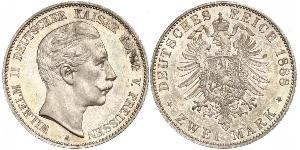 2 Mark 普魯士王國 (1701 - 1918) 銀 威廉二世 (德国)