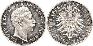 2 Mark 普魯士王國 (1701 - 1918) 銀 威廉二世 (德国)