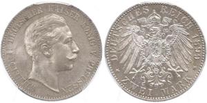 2 Mark 普魯士王國 (1701 - 1918) 銀 威廉二世 (德国)