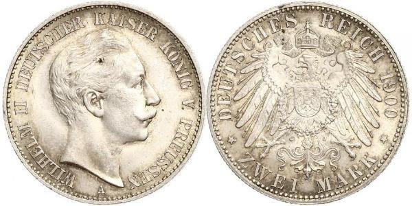 2 Mark 普魯士王國 (1701 - 1918) 銀 威廉二世 (德国)