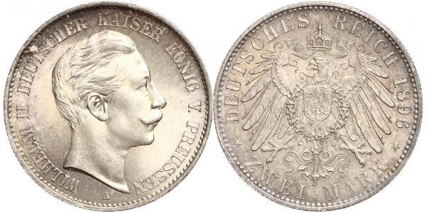 2 Mark 普魯士王國 (1701 - 1918) 銀 威廉二世 (德国)