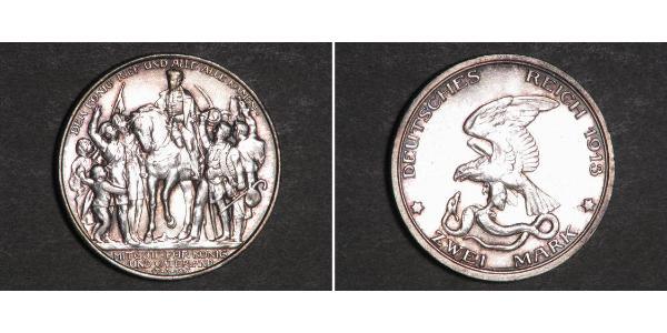 2 Mark 普魯士王國 (1701 - 1918) 銀 