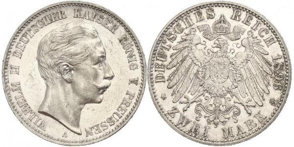 2 Mark 普魯士王國 (1701 - 1918) 銀 威廉二世 (德国)