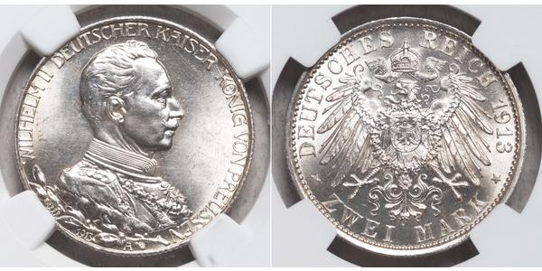 2 Mark 普魯士王國 (1701 - 1918) 銀 威廉二世 (德国)