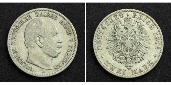 2 Mark 普魯士王國 (1701 - 1918) 銀 威廉一世 (德国)