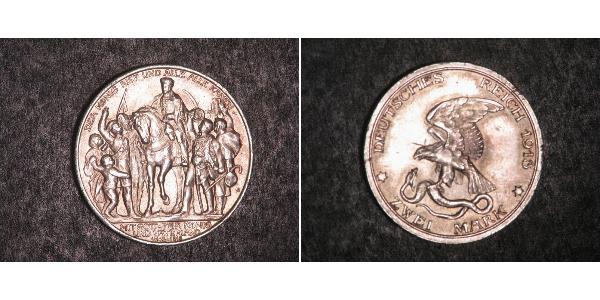 2 Mark 普魯士王國 (1701 - 1918) 銀 