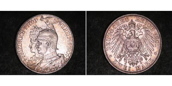 2 Mark 普魯士王國 (1701 - 1918) 銀 威廉二世 (德国)