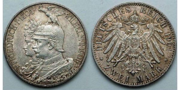 2 Mark 普魯士王國 (1701 - 1918) 銀 威廉二世 (德国)
